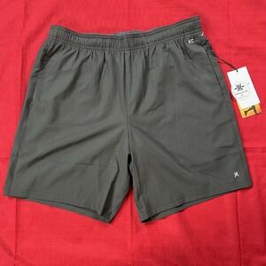 Kenneth Cole Men's Large Active Tech Shorts, Stretch, Compression Liner, Black